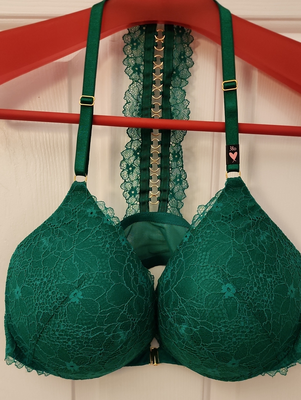 Victoria's Secret Emerald Green Lace Push-Up Racerback Bra